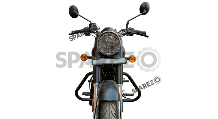 Black Engine Guard Crash Bar For Royal Enfield Meteor 350cc - Quatrefoil Style