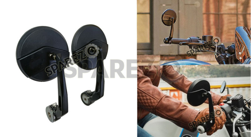 thumbnail image 2 of Black Bar End Rear View Mirrors For Royal Enfield Interceptor 650 (2019-2025) | Pair Pack 2 of 5