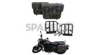 Royal Enfield Classic Reborn 350 Grey Black Leather Bags with Mounting Pair - SPAREZO