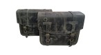 Royal Enfield Classic Reborn 350 and Meteor 350 Grey Black Leather Bags Pair - SPAREZO