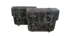 Royal Enfield Classic Reborn 350 and Meteor 350 Grey Black Leather Bags Pair - SPAREZO