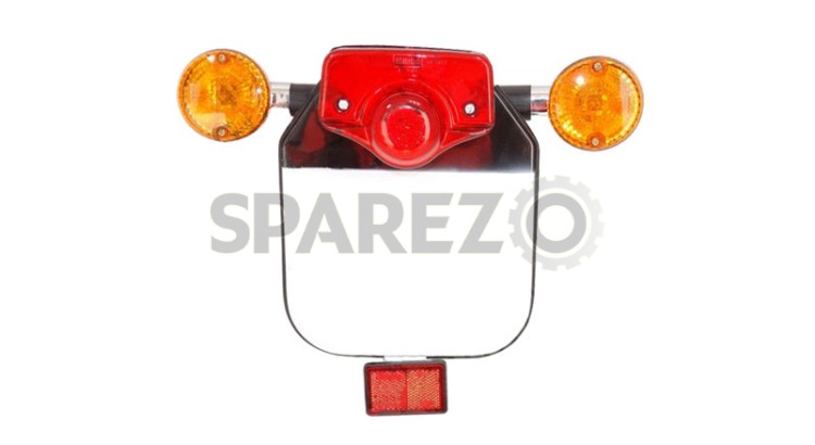 Royal Enfield Rear Number Plate With Indicator, Tail Light & Reflector - SPAREZO
