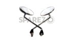 New KB 100 Round Rear View Mirror Set Chrome Bullet - SPAREZO