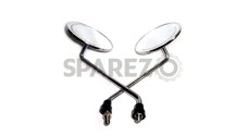 New KB 100 Round Rear View Mirror Set Chrome Bullet - SPAREZO