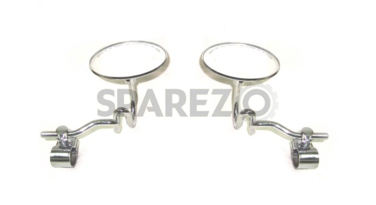 Customized Round Side Mirror Set With Twisted Arms C.P - SPAREZO