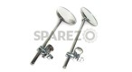 Chrome Handlebar Clamps On Round Side Mirror Set New - SPAREZO