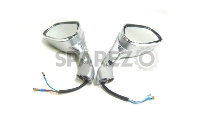 Royal Enfield Car Type Side Mirror Set With Indicators - SPAREZO