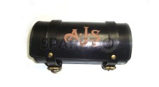 AJS Bike Genuine Black Leather Roll Bag - SPAREZO