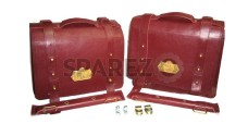 Royal Enfield Pair of Brown Genuine Leather Saddle Bags - SPAREZO