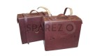 New Royal Enfield Pair Of Brown Leather Traveler Bag - SPAREZO