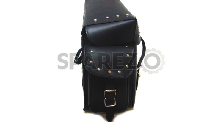 New Customized Studs Leather Saddle Bag With Pocket For Royal Enfield - SPAREZO