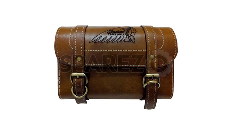Handcrafted Tan Leather Tool Bag With Indian Logo - SPAREZO