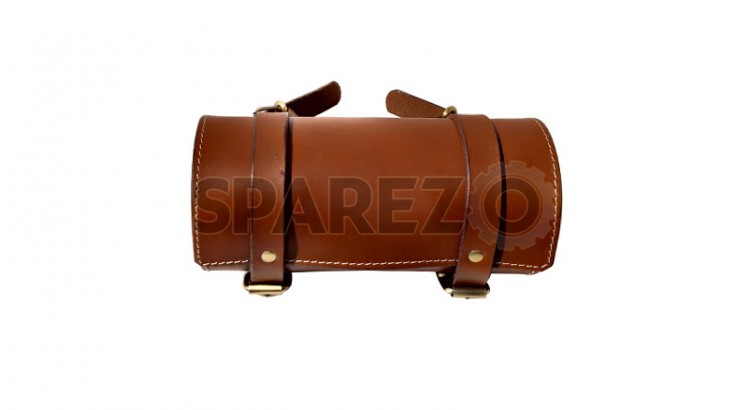 Royal Enfield Tool Roll Bag Brown Color Genuine Leather - SPAREZO