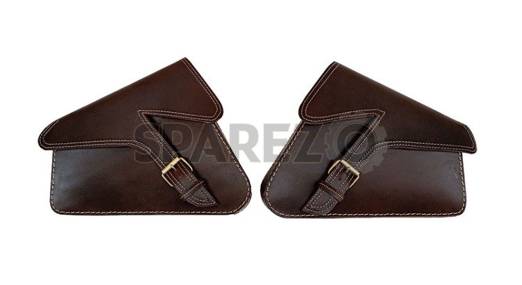 Royal Enfield Interceptor 650 Pannier Leather Bags Pair D1 Brown - SPAREZO