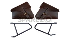 Royal Enfield Interceptor 650 Mounting Rails and Leather Pannier Bag Pair D1 Brown - SPAREZO