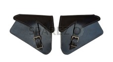 Royal Enfield GT Continental 650 Pannier Leather Bags Pair D1 Black - SPAREZO