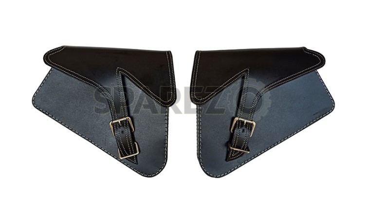 Royal Enfield GT Continental 650 Pannier Leather Bags Pair D1 Black - SPAREZO