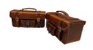 Royal Enfield Pannier Rails and Leather Bags Pair Brown Tan For Interceptor 650 - SPAREZO