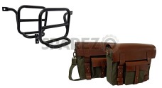 Royal Enfield Classic 500cc Leather and Canvas Bag With Fitting Frame Olive Color