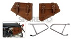 Royal Enfield GT and Interceptor 650 Pannier Bags Tan Color With Chrome Mounting - SPAREZO