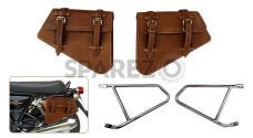 Royal Enfield GT and Interceptor 650 Pannier Bags Tan Color With Chrome Mounting