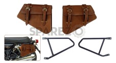 Royal Enfield GT and Interceptor 650 Pannier Bags Tan Color With Black Mounting - SPAREZO