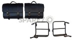 Royal Enfield Classic 350cc 500cc Saddle Bag Black Leather with Rails - SPAREZO