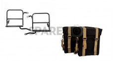 Royal Enfield Black and Golden Pannier Bags and Fitting Frame For Classic 350cc 500cc - SPAREZO