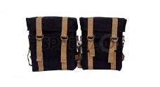 Royal Enfield Black and Golden Pannier Bags For Classic 350cc 500cc - SPAREZO