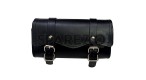 Universal Indian Motorbike Front Side Genuine Leather Tool Bag Black Color - SPAREZO