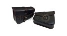 Royal Enfield Meteor 350cc Genuine Leather Black Pannier Bags Pair - SPAREZO