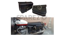 Royal Enfield Interceptor and GT 650 Genuine Leather Black Pannier Bags Pair - SPAREZO