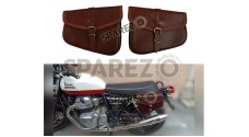 Royal Enfield GT Continental and Interceptor 650 Genuine Leather Tan Brown Pannier Bags - SPAREZO