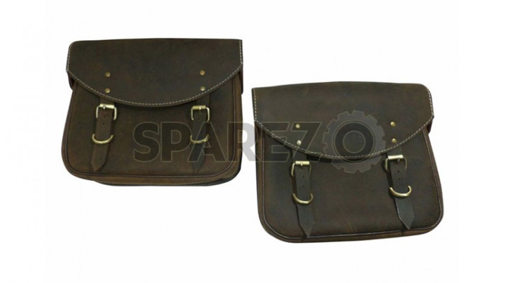 Royal Enfield Genuine Leather Saddle Bags Pair For Classic Models 500cc 350cc - SPAREZO