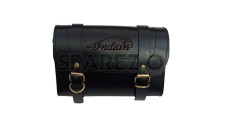 Universal Indian Motorbike Front Side Black Color Genuine Leather Tool Bag - SPAREZO