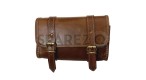 Universal Fit Genuine Soft Leather Tool Bag Brown For Motorcycle - SPAREZO