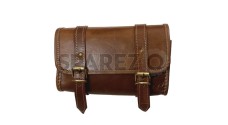 Universal Fit Genuine Soft Leather Tool Bag Brown For Motorcycle