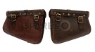 Royal Enfield GT and Interceptor 650cc Leather Tobacco Color Pannier Bags Pair - SPAREZO