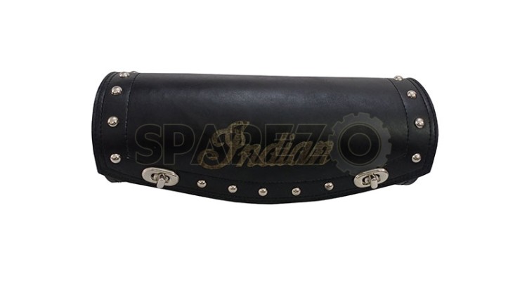 Universal Indian Motorbike Front Side Genuine Leather Tool Bag Black Color D1 - SPAREZO