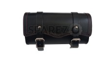Universal Indian Motorbike Front Side Genuine Leather Tool Bag Black Color D2 - SPAREZO