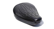Flames Solo Seat Flat Small For Harley Chopper Bobber Universal - SPAREZO