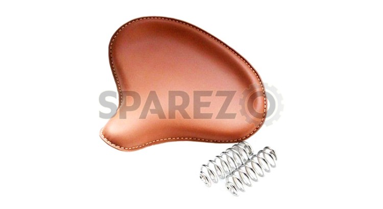 New Royal Enfield Front American Type Seat Brown Colour + Chrome Springs - SPAREZO