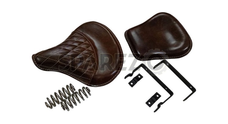 Royal Enfield Standard Bike Front & Rear Brown Color Seats - SPAREZO