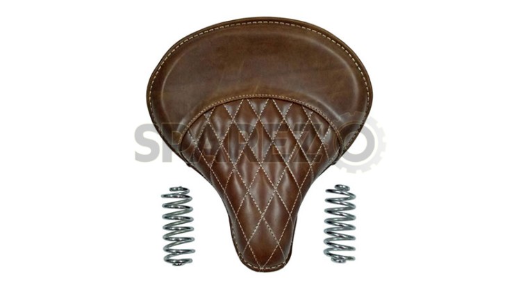 Royal Enfield 500cc Standard Leather Brown Color Seat With Spring  - SPAREZO