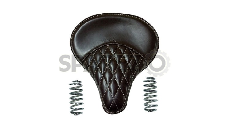 Royal Enfield 350cc & 500cc Standard Leather Dark Brown Color Seat With Spring - SPAREZO
