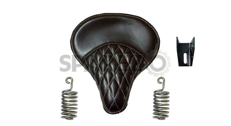 Royal Enfield 350cc & 500cc Classic Leather Dark Brown Color Seat With Spring - SPAREZO