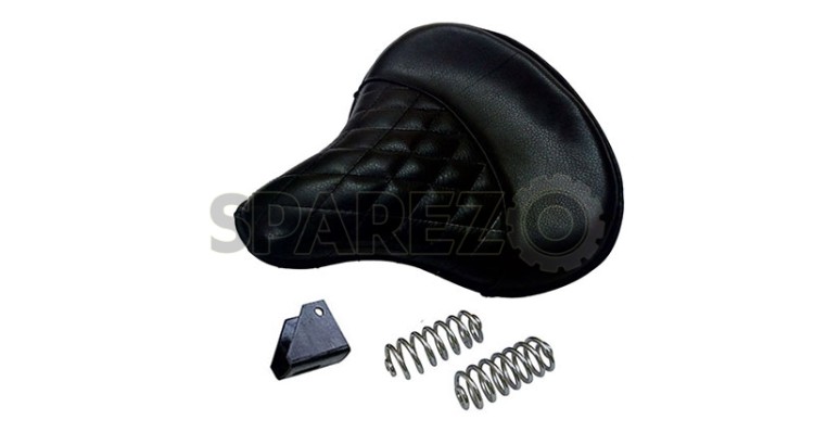 Royal Enfield Standard Leather Black Color Seat With Spring - SPAREZO