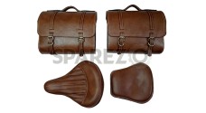 Royal Enfield 350cc 500cc Standard Bike Front and Rear Seats With Saddle Bags - SPAREZO