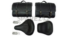 Royal Enfield 350cc 500cc Classic Front and Rear Seats With Saddle Bags - SPAREZO