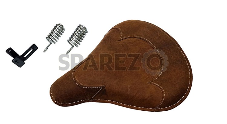 Genuine Leather Front Rider Solo Seat for Royal Enfield Classic 500cc 350cc - SPAREZO